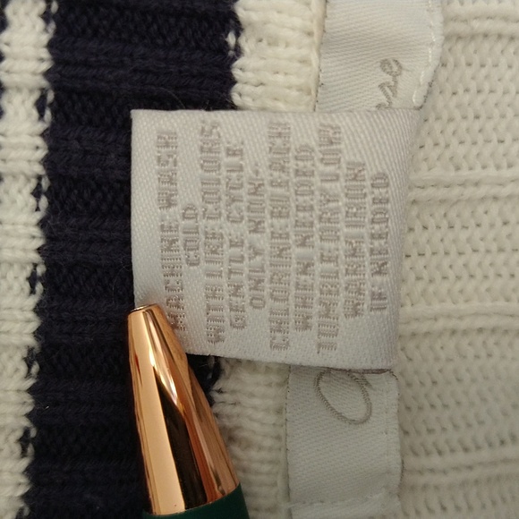 Charlotte Russe White & Navy Preppy Sailor Cotton Button-Down Pocket Cardigan - Picture 10 of 10